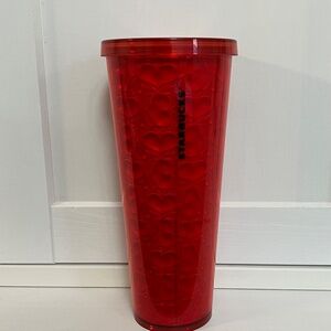 Starbucks Valentines Day Red Embossed Hearts Limited Edition Double Wall Tumbler